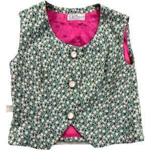 Vintage B Altman San Francisco Brocade Vest Pink Lined Pearl Buttons Small